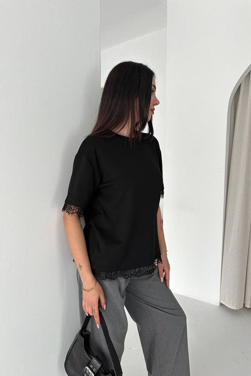 T-SHIRT ME DETAJ DANTELLE PER FEMRA NE NGJYRE TE ZEZE - 2