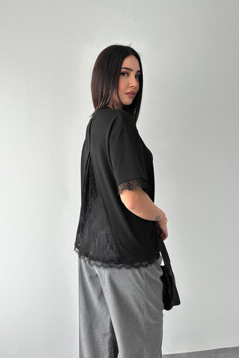 T-SHIRT ME DETAJ DANTELLE PER FEMRA NE NGJYRE TE ZEZE - 3