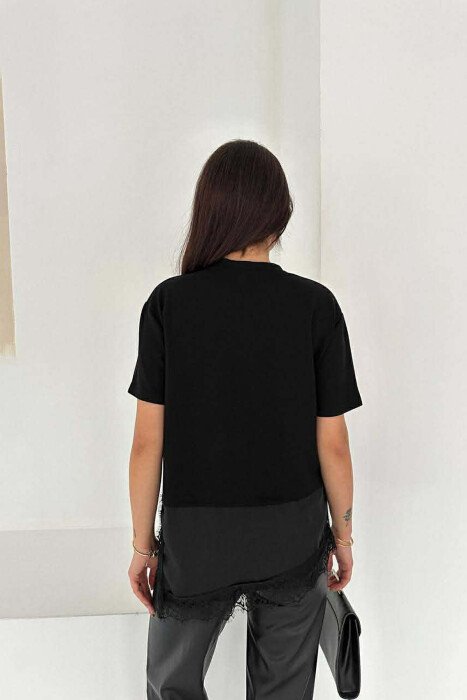 T-SHIRT ME DETAJ SATENI PER FEMRA NE NGJYRE TE ZEZE - 5