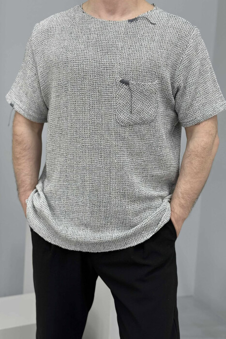 T-SHIRT ME DETAJE TË THJESHTA PËR FEMRA NË NGJYRËN GRI - 3