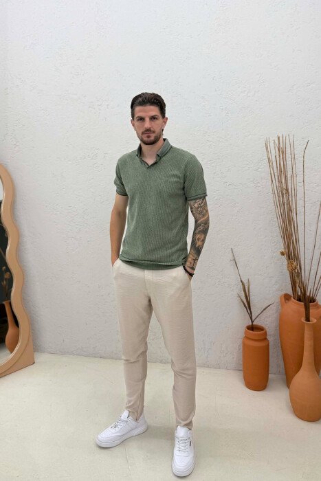 T-SHIRT ME DIZJAN DHE JAKE POLO PER MESHKUJ NE NGJYRE JESHILE - 3