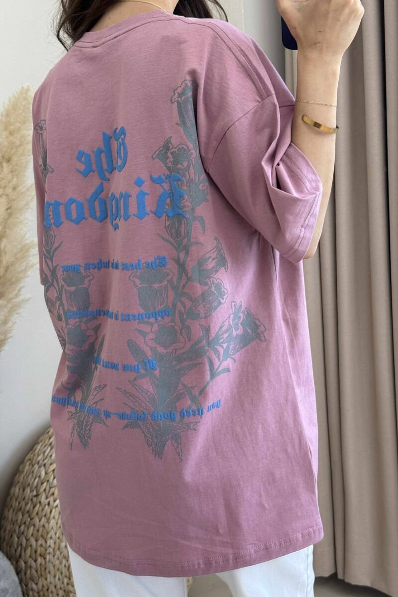 T-SHIRT ME DIZANJ DHE SHKRIME PËR FEMRA NË NGJYRËN PUDËR - 4