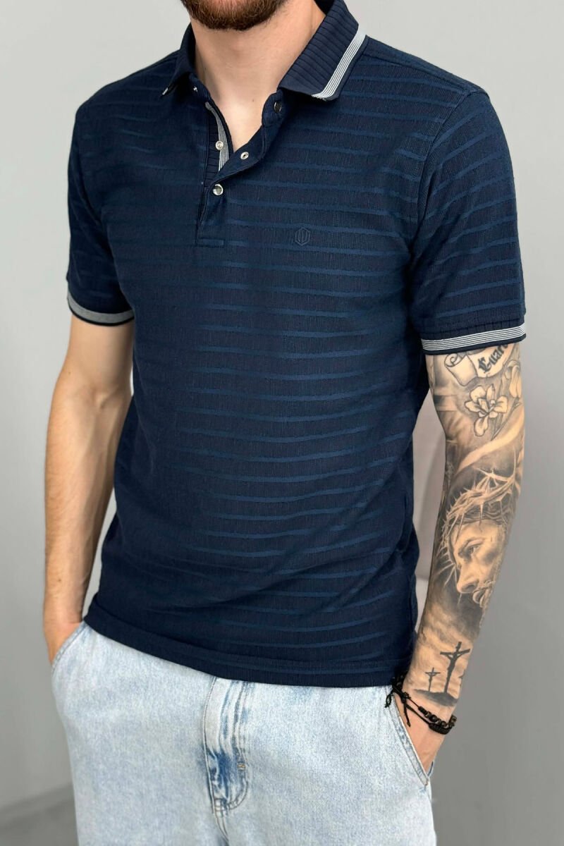 T-SHIRT ME DIZAJN ME VIJA ME JAKE POLO PER MESHKUJ NE NGJYRE BLU - 6