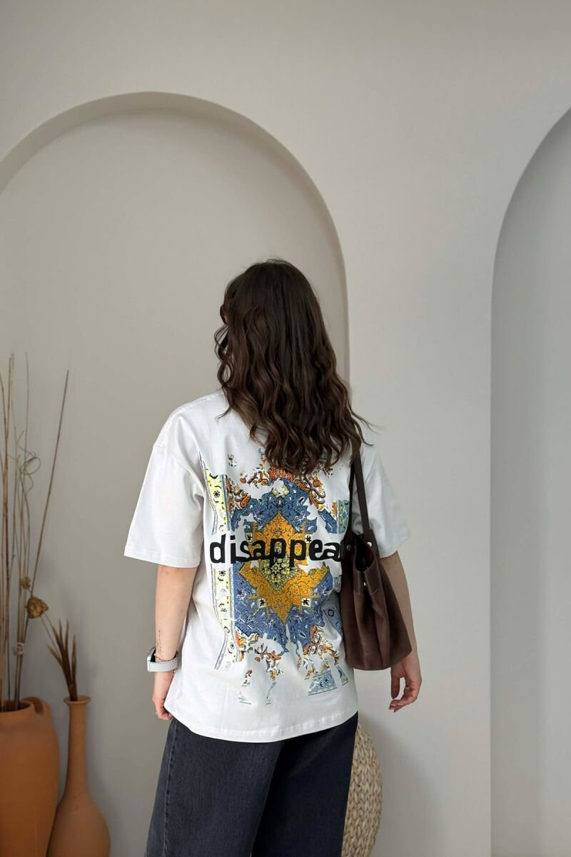T-SHIRT ME DIZAJN PARA & PAS PER FEMRA NE NGJYRE BEZHE TE ZBARDHUR + 1 PAKETE ÇORAPE - 4
