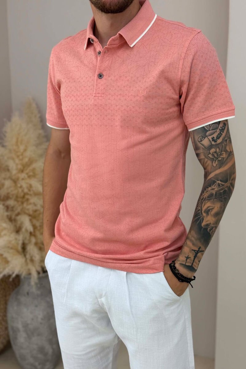 T-SHIRT ME DIZAJNE ME JAKE POLO PER MESHKUJ NE NGJYRE PUDER - 2