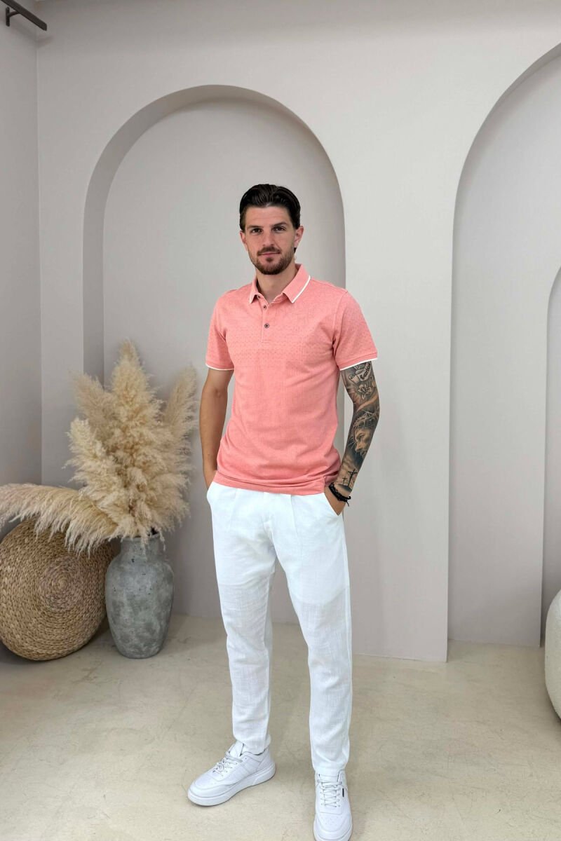 T-SHIRT ME DIZAJNE ME JAKE POLO PER MESHKUJ NE NGJYRE PUDER - 3