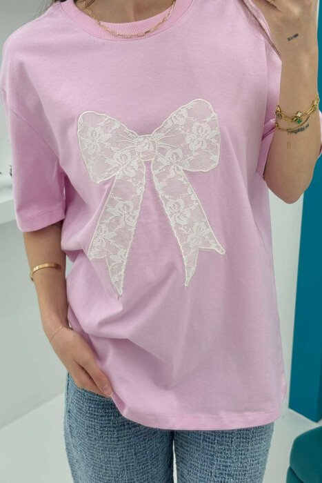 T-SHIRT ME DIZAJNIN E FJONGOS PËR FEMRA NË NGJYRËN ROZË - 3