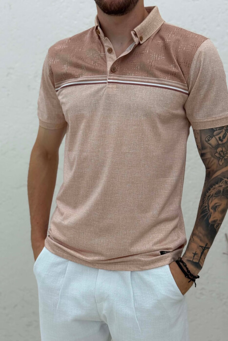 T-SHIRT ME DIZAJN DHE JAKE POLO PER MEHSKLUIJ NE NGJYRE BEZHE - 2
