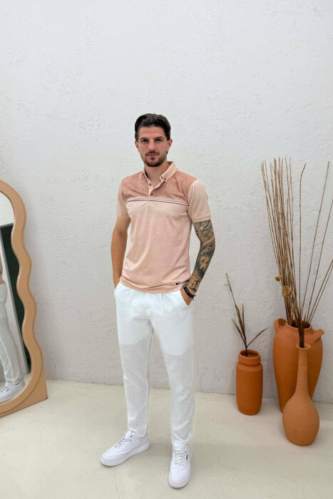 T-SHIRT ME DIZAJN DHE JAKE POLO PER MEHSKLUIJ NE NGJYRE BEZHE - 3
