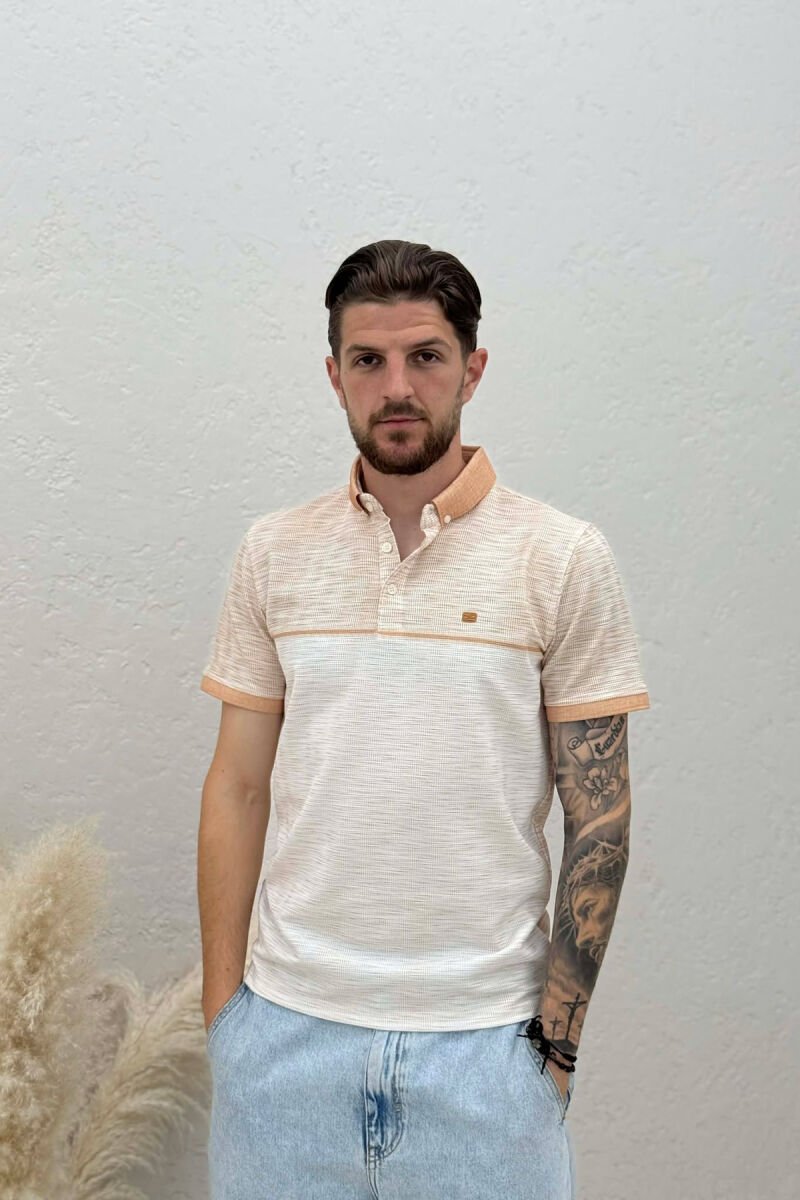 T-SHIRT ME DIZJAN DHE JAKE POLO PER MESHKUJ NE NGJYRE BEZHE - 1