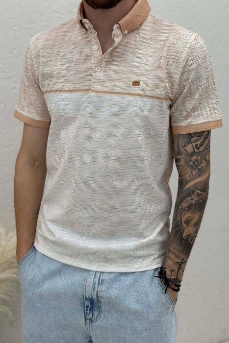 T-SHIRT ME DIZJAN DHE JAKE POLO PER MESHKUJ NE NGJYRE BEZHE - 2