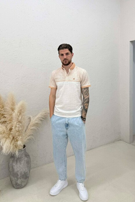 T-SHIRT ME DIZJAN DHE JAKE POLO PER MESHKUJ NE NGJYRE BEZHE - 3