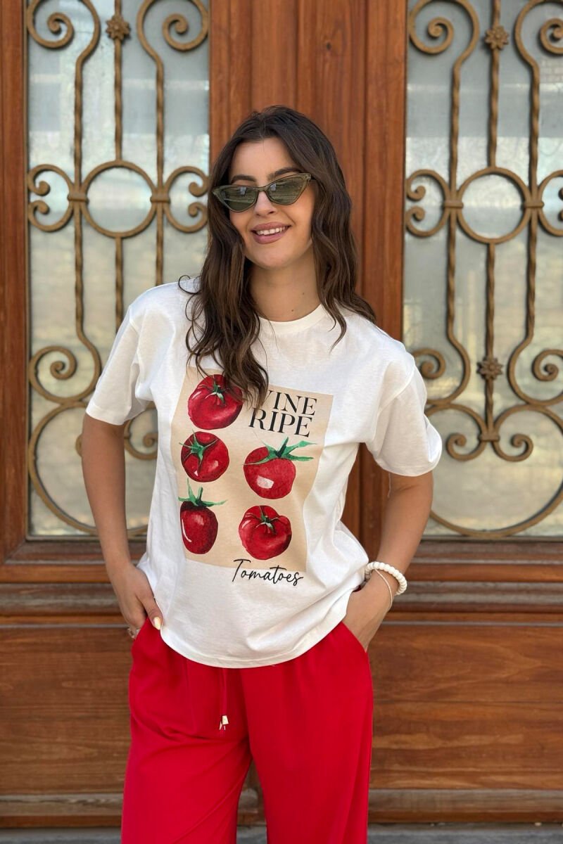 T-SHIRT ME IMAZH PËR FEMRA NË NGJYRËN E BARDHË - 1