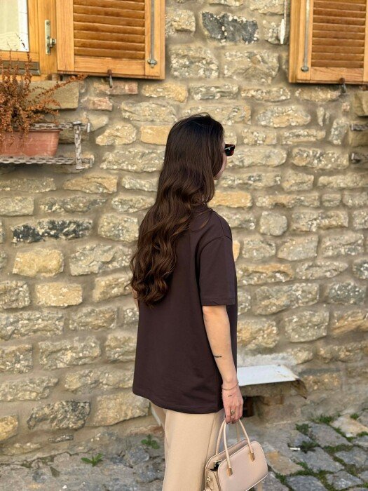 T-SHIRT ME IMAZH NE PJESEN PARA PER FEMRA NE NGJYRE KAFE - 7