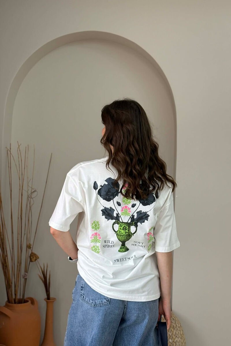 T-SHIRT ME IMAZH PARA & PAS PER FEMRA NE NGJYRE KREM + 6 PALE ÇORAPE DHURATE - 2
