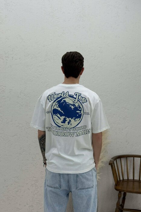T-SHIRT ME IMAZH PARA & PAS PER MESHKUJ NE NGJYRE TE BARDHE - 4