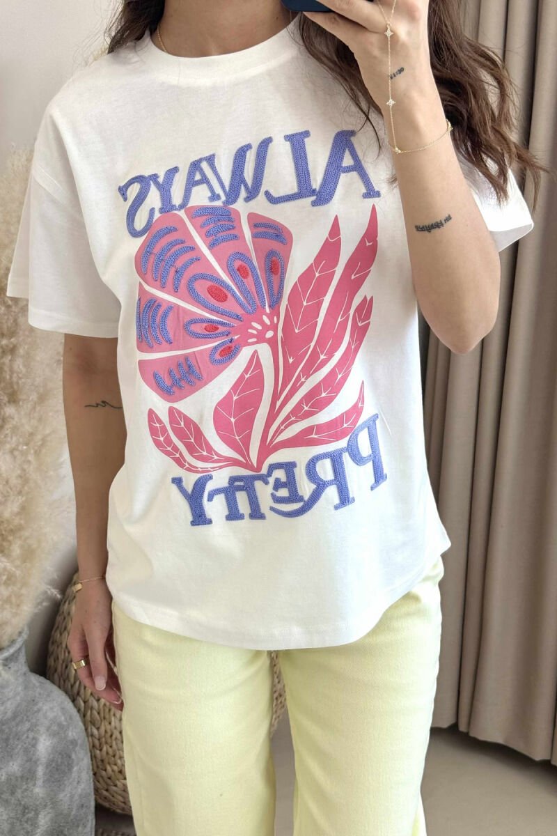 T-SHIRT ME IMAZH PËR FEMRA NË NGJYRËN E BARDHË - 3