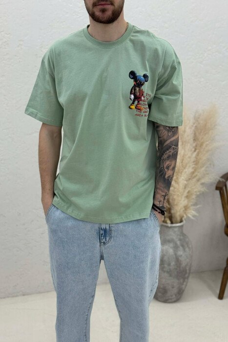 T-SHIRT ME IMAZH PËR MESHKUJ NË NGJYRËN MENTE - 3