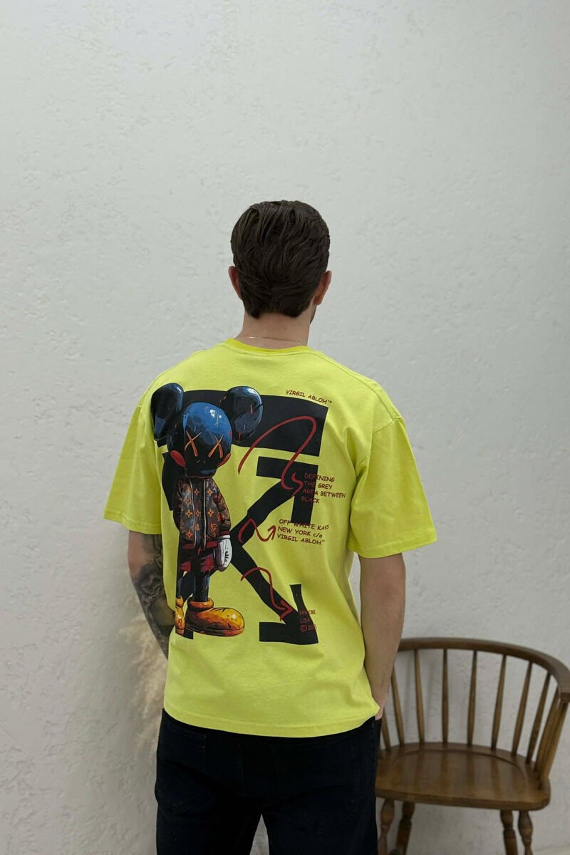 T-SHIRT ME IMAZH PËR MESHKUJ NË NGJYRËN NEON - 4