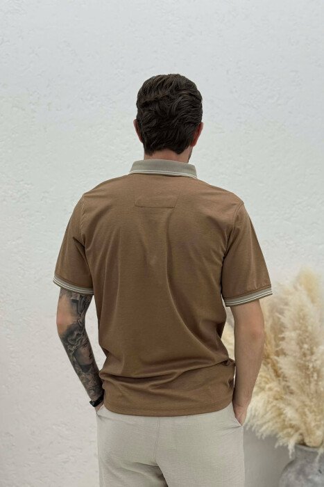 T-SHIRT ME JAKE ME ZINXHIR PER MESHKUJ NE NGJYRE KAFE TE ZBARDHUR - 2