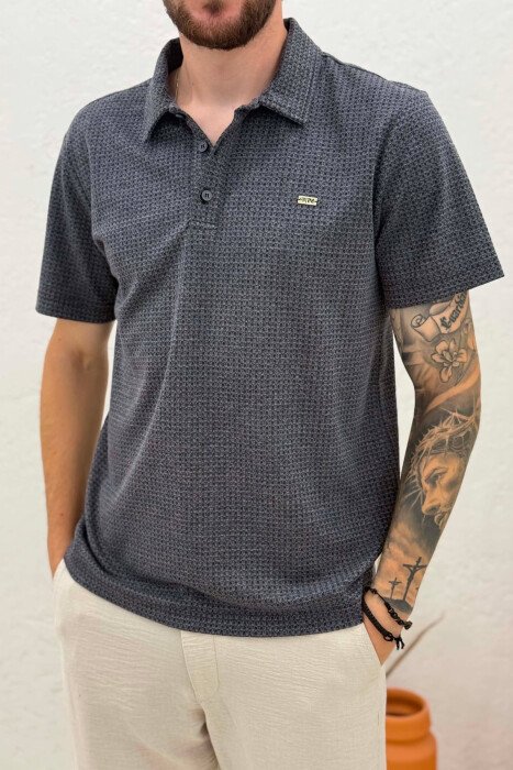 T-SHIRT ME JAKE POLO PER MESHKUJ NE NGJYRE GRI TE ERRET - 4