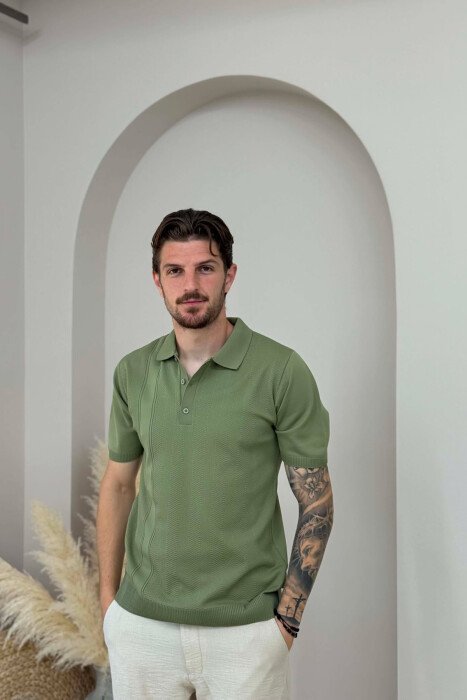 T-SHIRT ME JAKE POLO PER MESHKUJ NE NGJYRE JESHILE - 1