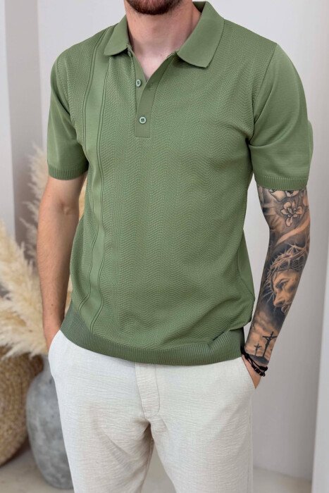 T-SHIRT ME JAKE POLO PER MESHKUJ NE NGJYRE JESHILE - 2