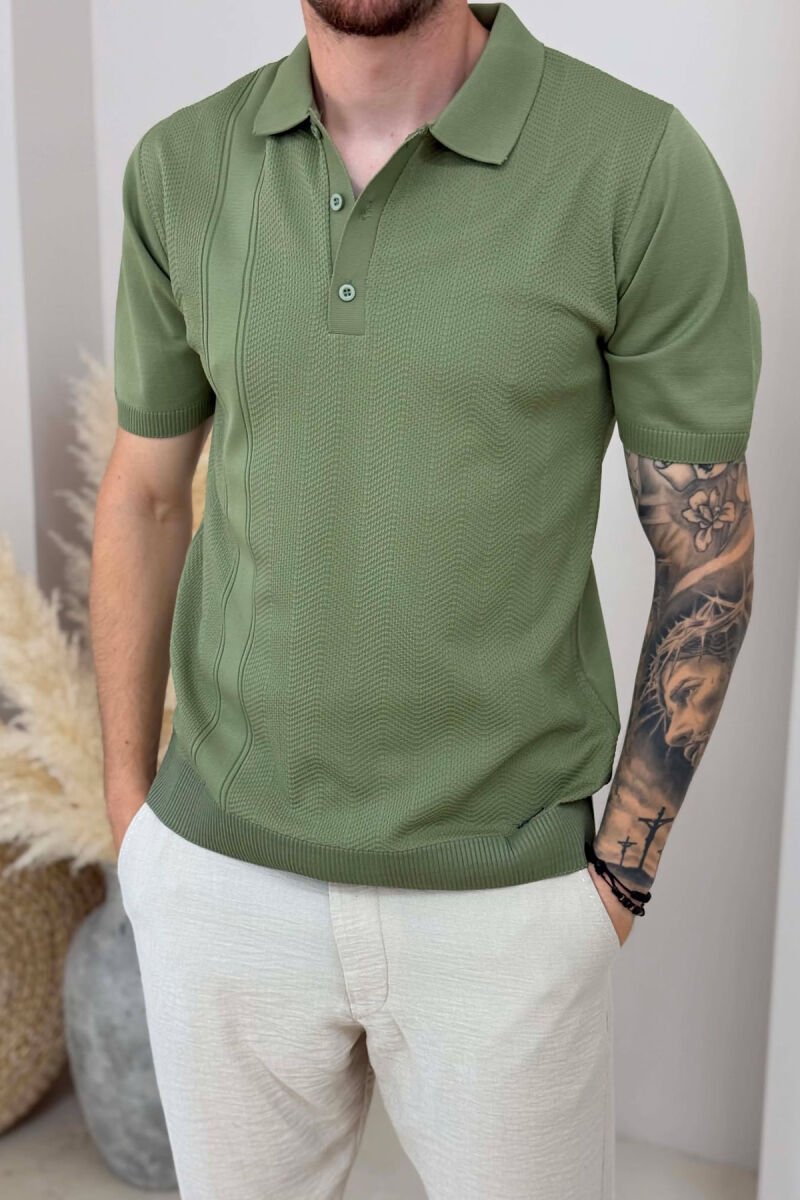 T-SHIRT ME JAKE POLO PER MESHKUJ NE NGJYRE JESHILE - 2