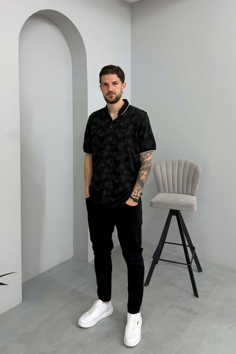 T-SHIRT ME JAKE POLO DHE BUTONA PER MESHKUJ NE NGJYRE TE ZEZE - 3