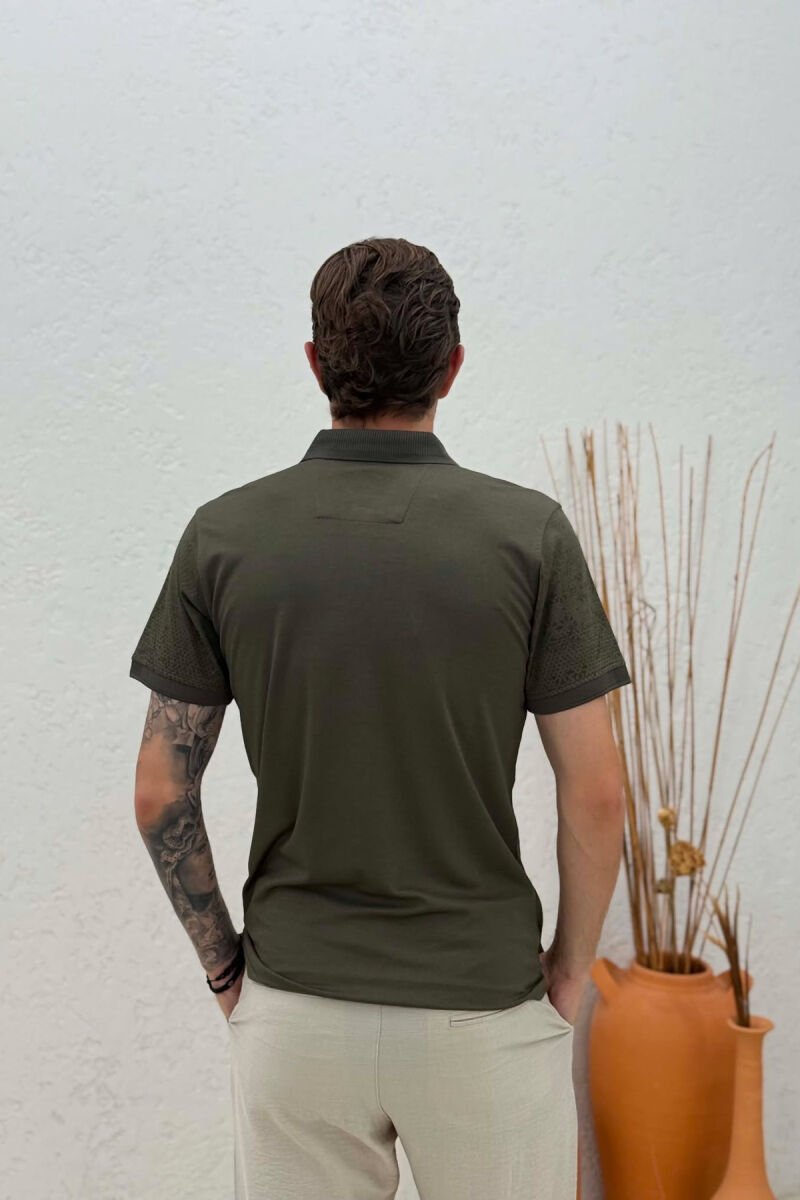 T-SHIRT ME JAKE POLO DHE ME DIZAJN PER MESHKUJ NE NGJYRE JESHILE - 2