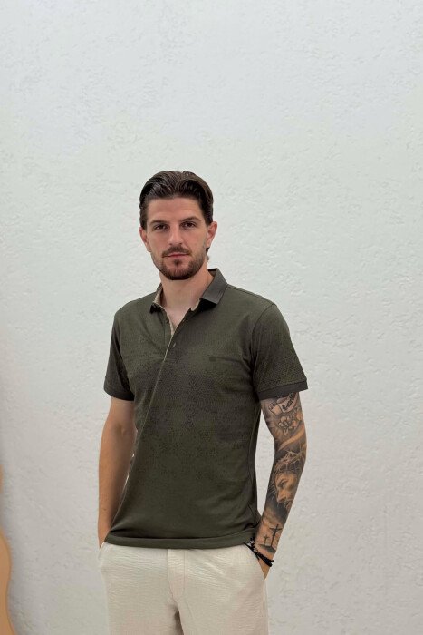 T-SHIRT ME JAKE POLO DHE ME DIZAJN PER MESHKUJ NE NGJYRE JESHILE - 3