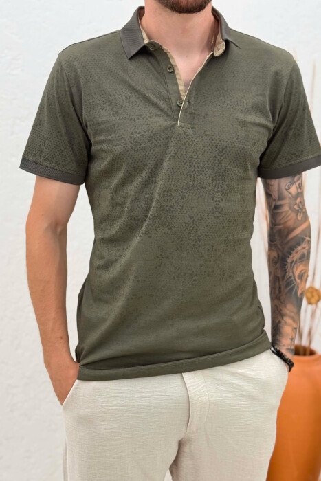 T-SHIRT ME JAKE POLO DHE ME DIZAJN PER MESHKUJ NE NGJYRE JESHILE - 4