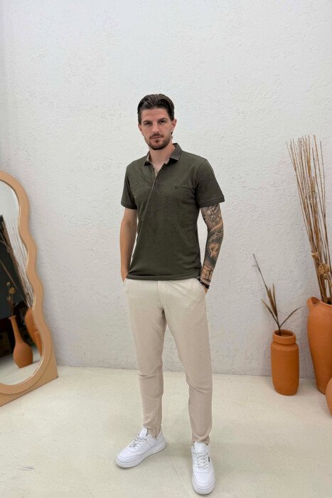 T-SHIRT ME JAKE POLO DHE ME DIZAJN PER MESHKUJ NE NGJYRE JESHILE - 5