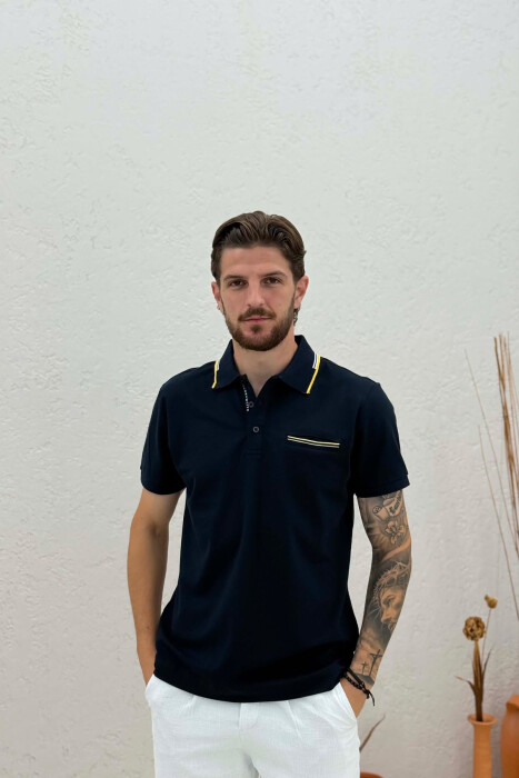 T-SHIRT ME JAKE POLO PER MESHKUJ NE NGJYRE BLU 