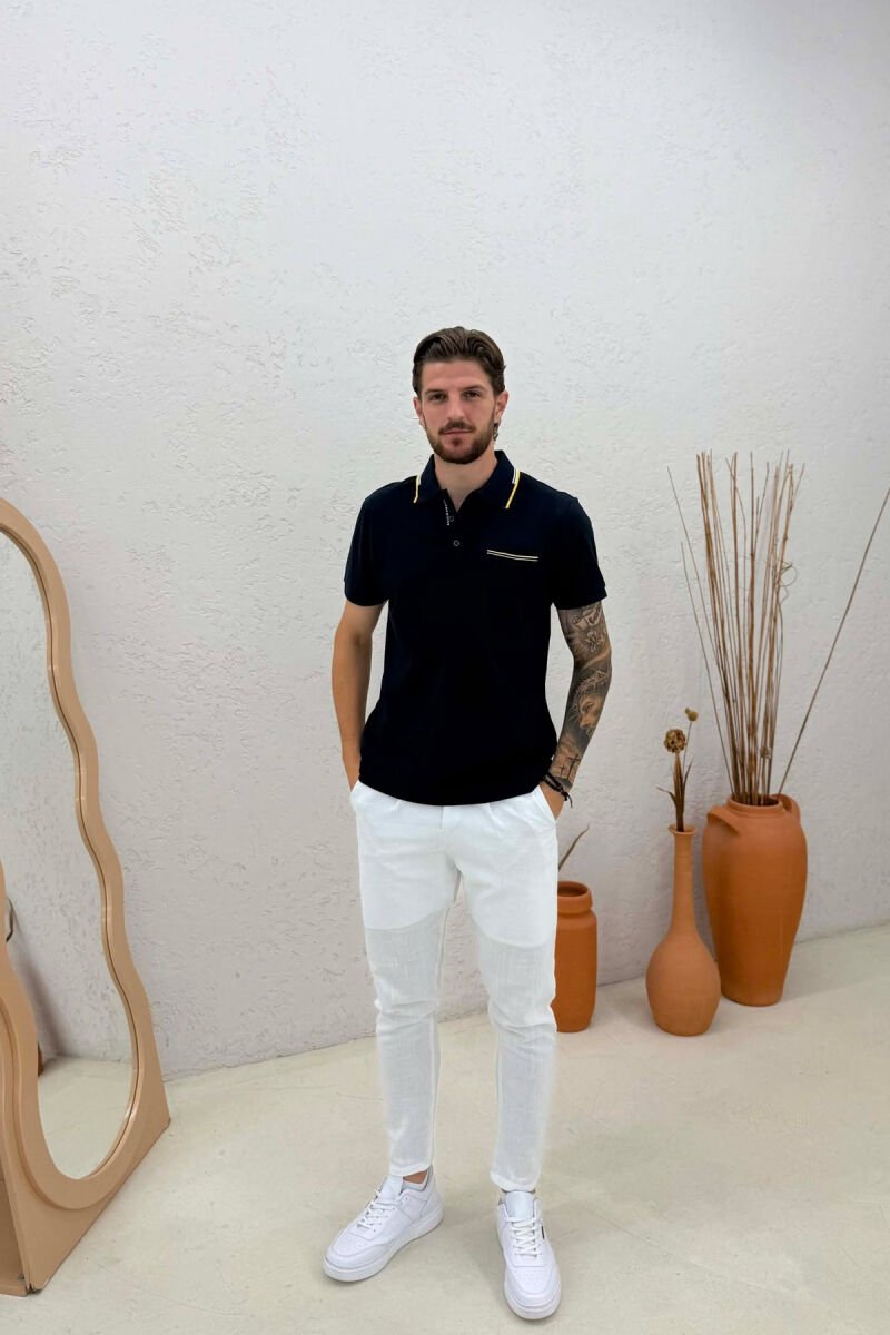 T-SHIRT ME JAKE POLO PER MESHKUJ NE NGJYRE BLU - 3