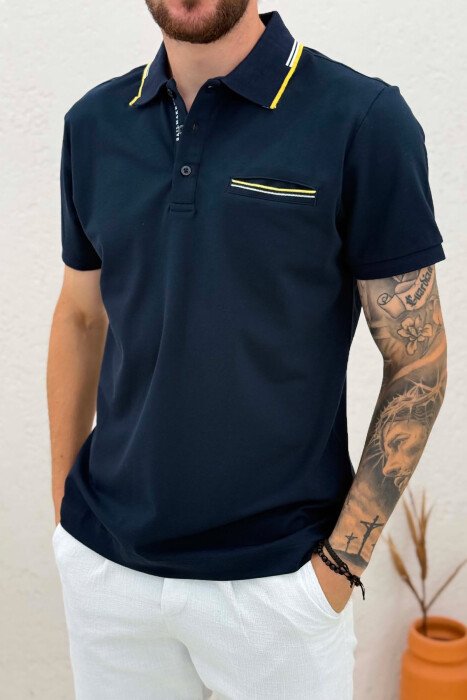 T-SHIRT ME JAKE POLO PER MESHKUJ NE NGJYRE BLU - 4