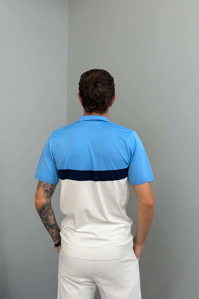 T-SHIRT ME JAKE POLO PER MESHKUJ NE NGJYRE BLU TE ZBARDHUR - 2