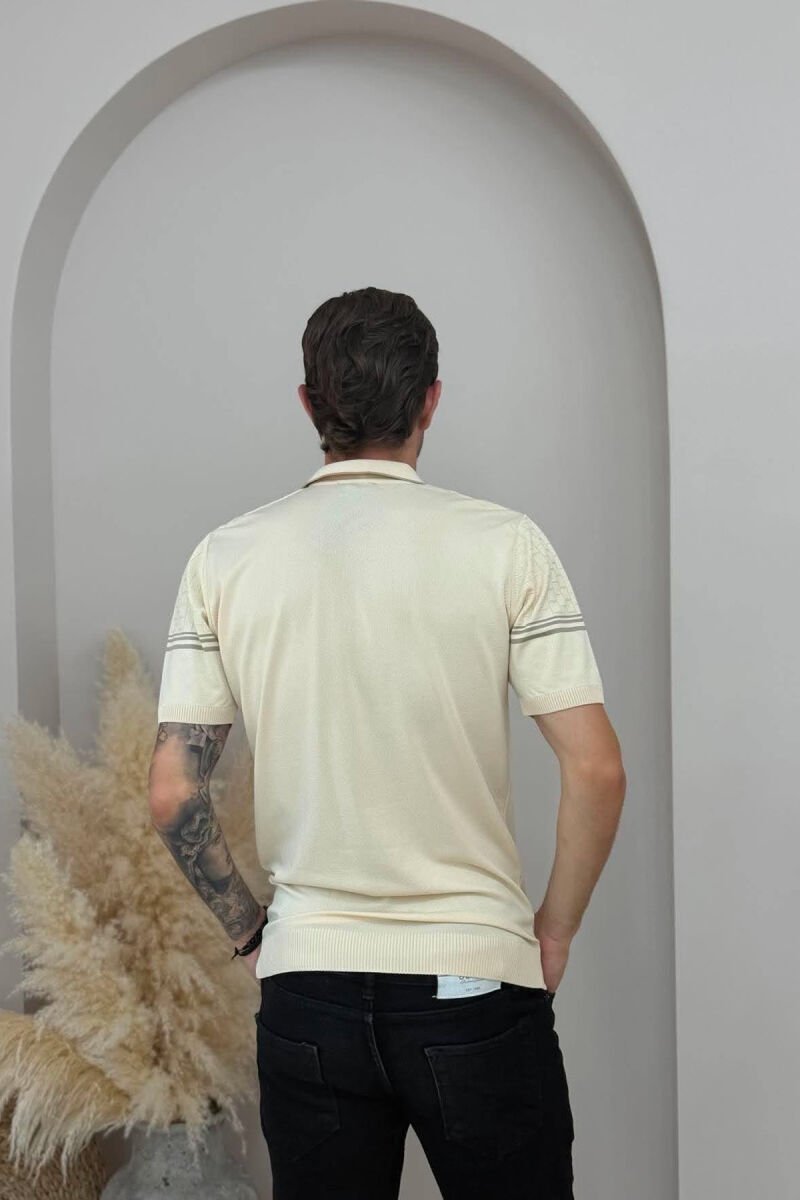 T-SHIRT ME JAKE POLO PER MESHKUJ NE NGJYRE BEZHE - 4