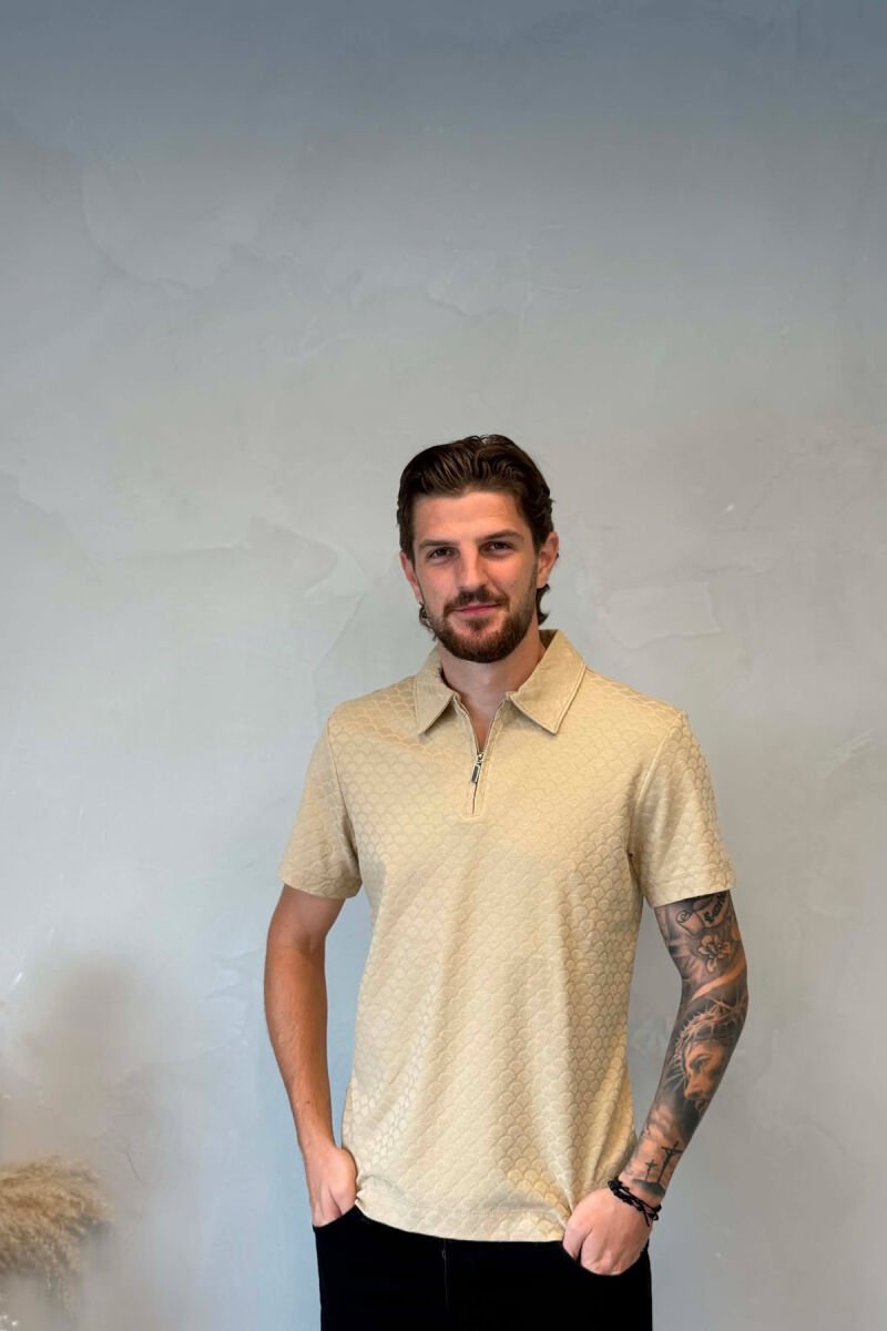 T-SHIRT ME JAKE POLO PER MESHKUJ NE NGJYRE BZEZHE - 1