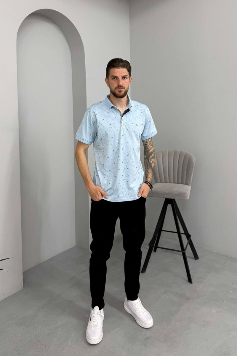 T-SHIRT ME JAKE POLO PER MESHKUJ NE NGJYRE BLU TE ZBARDHUR - 3