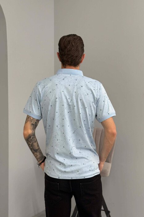 T-SHIRT ME JAKE POLO PER MESHKUJ NE NGJYRE BLU TE ZBARDHUR - 4