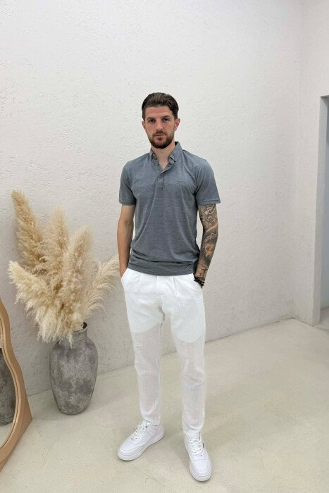 T-SHIRT ME JAKE POLO PER MESHKUJ NE NGJYRE GRI - 3