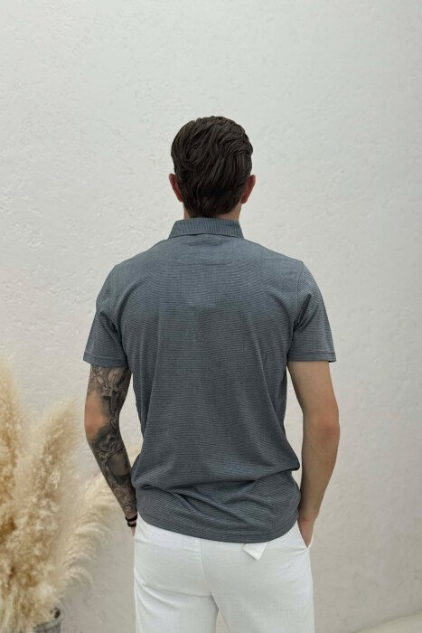 T-SHIRT ME JAKE POLO PER MESHKUJ NE NGJYRE GRI - 4