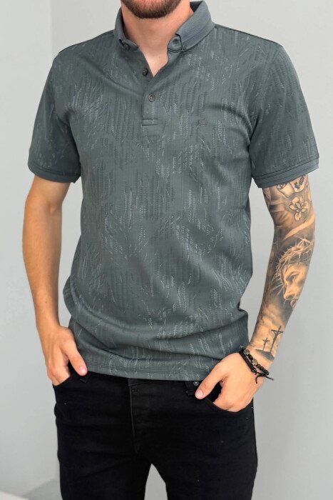T-SHIRT ME JAKE POLO PER MESHKUJ NE NGJYRE GRI - 2
