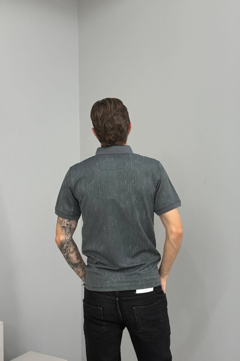 T-SHIRT ME JAKE POLO PER MESHKUJ NE NGJYRE GRI - 4