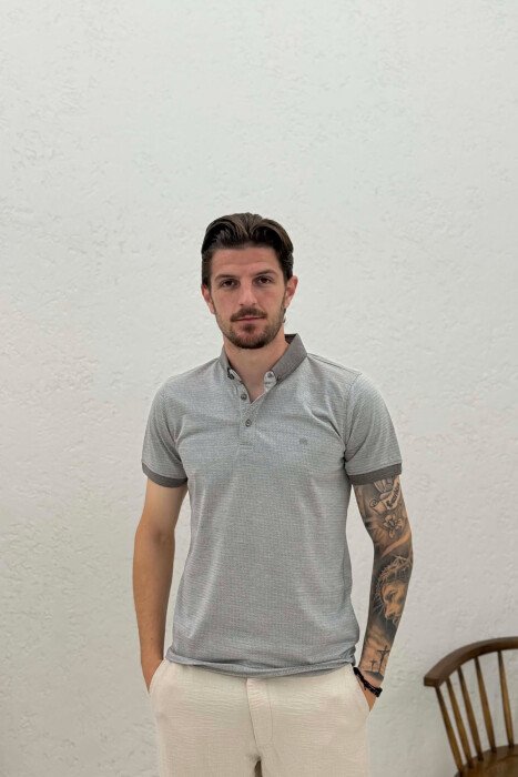T-SHIRT ME JAKE POLO PER MESHKUJ NE NGJYRE GRI - 1