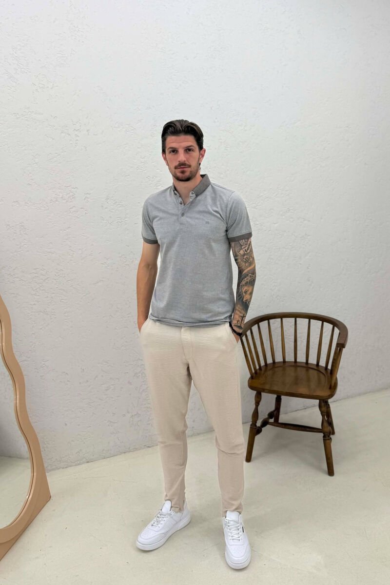 T-SHIRT ME JAKE POLO PER MESHKUJ NE NGJYRE GRI - 3