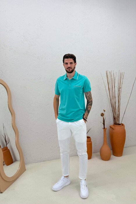 T-SHIRT ME JAKE POLO PER MESHKUJ NE NGJYRE GURKALI - 3
