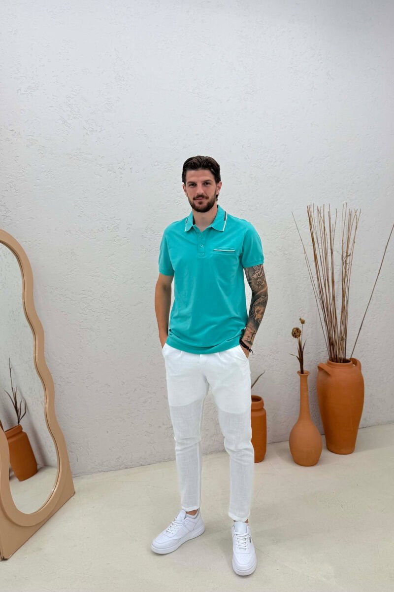 T-SHIRT ME JAKE POLO PER MESHKUJ NE NGJYRE GURKALI - 3