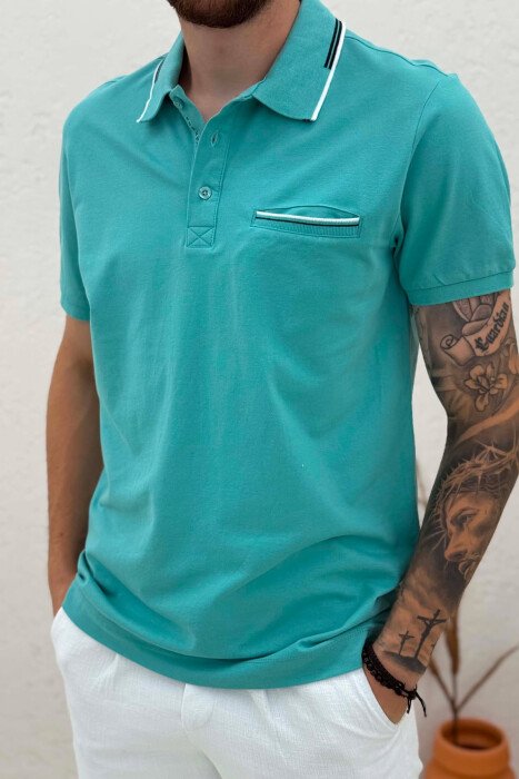 T-SHIRT ME JAKE POLO PER MESHKUJ NE NGJYRE GURKALI - 4
